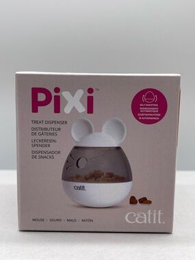 Pixi White and Pink Cat Treat Dispenser